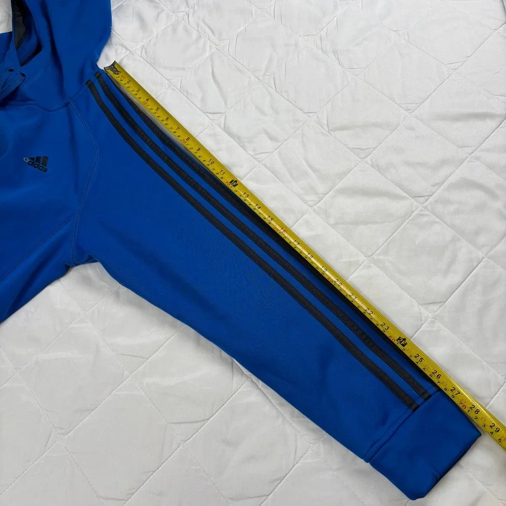 Adidas Climawarm‎ Hoodie Men's Medium Royal Blue Black 3 Stripe Pullover